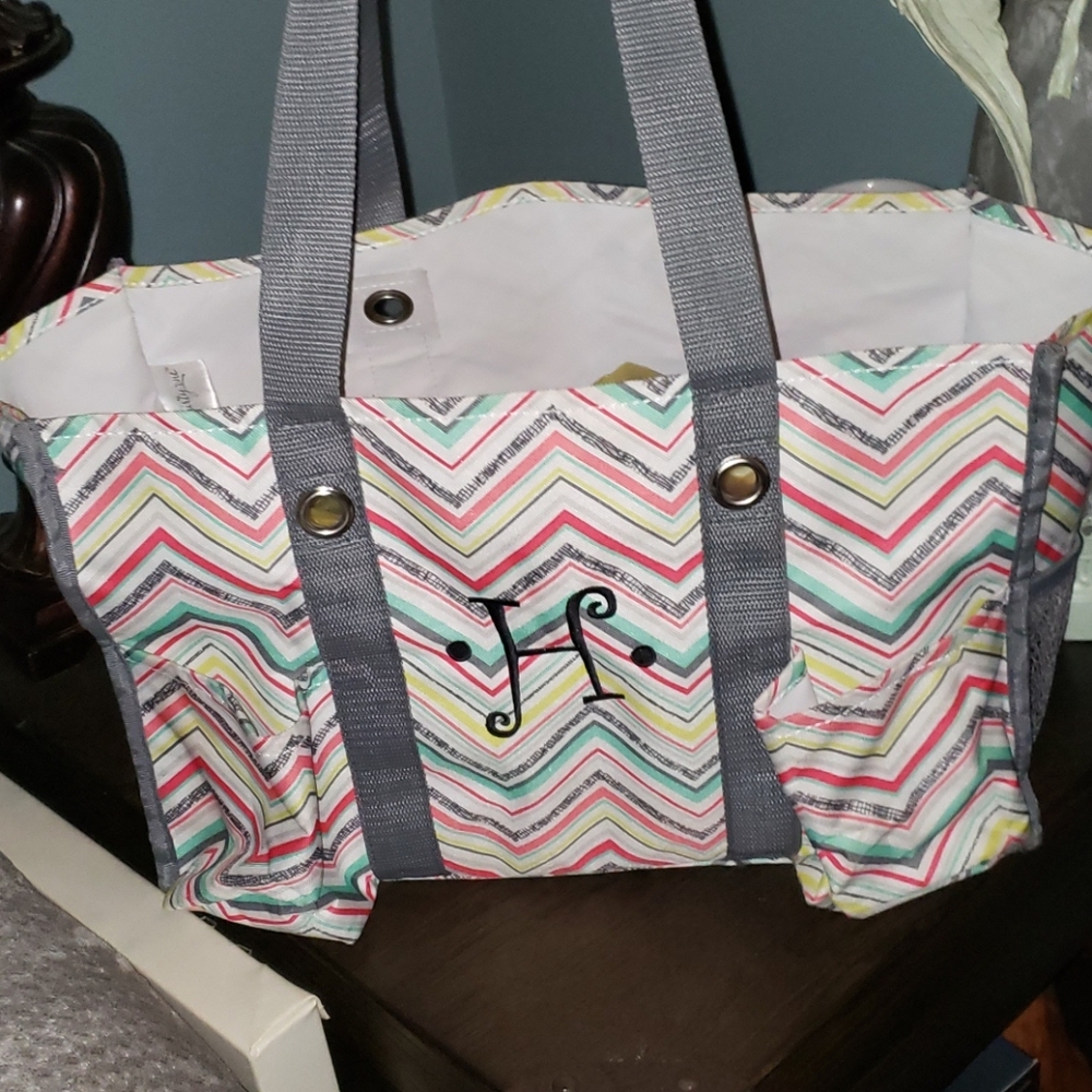 New Thirty One Custom "H" Organizing Utility Tote  Shoulder Bag In Party Punch